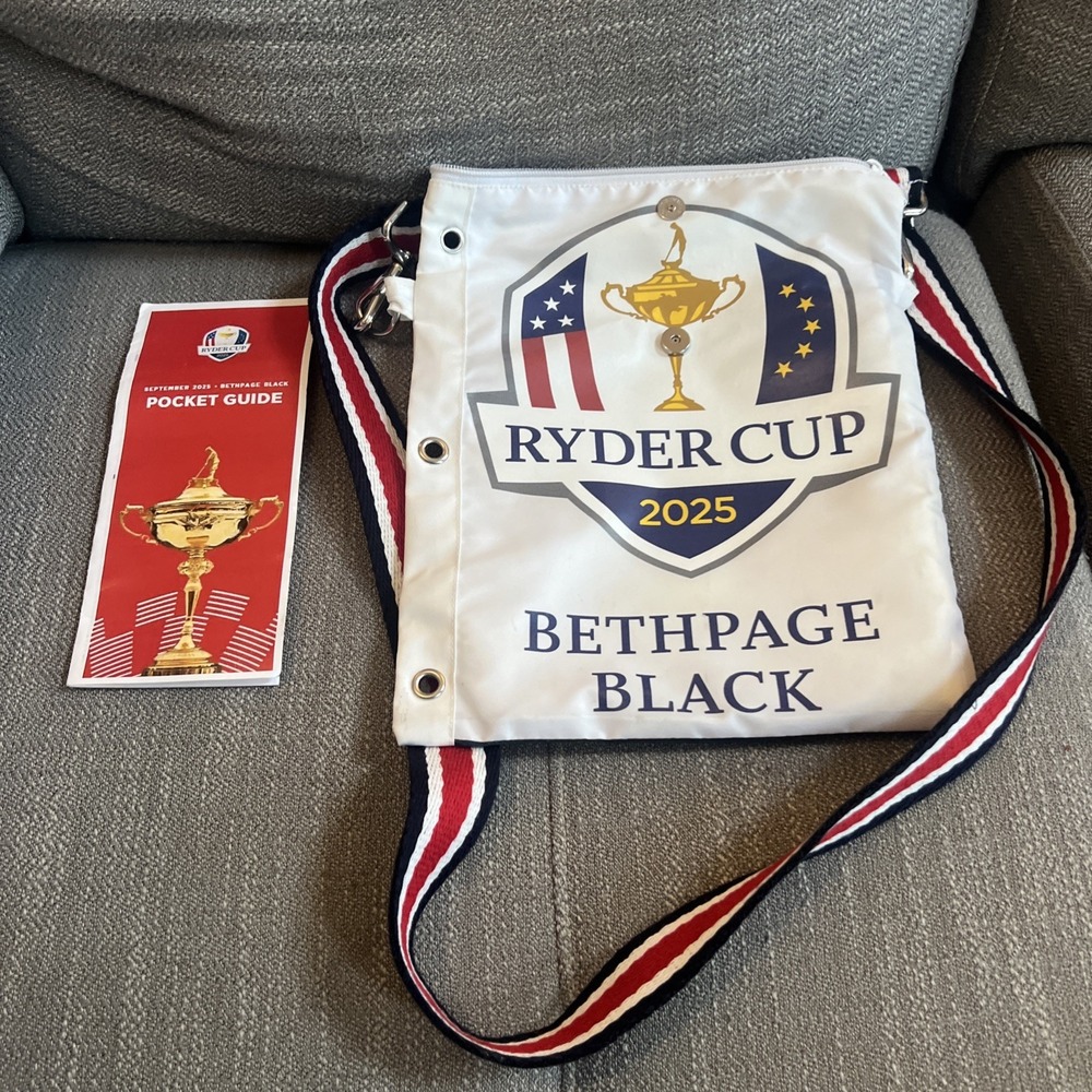 2025 Ryder Cup Flag Bethpage Black Pga White Bag Purse With Picket Guide